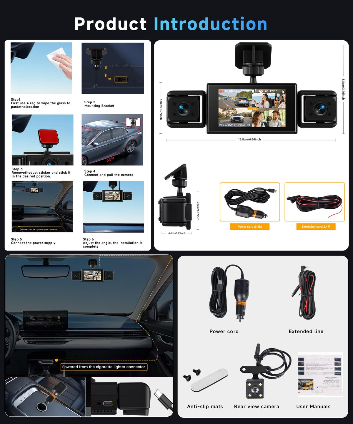 Orderich dash cam beside smartphone showing compact scale and portability benefit
