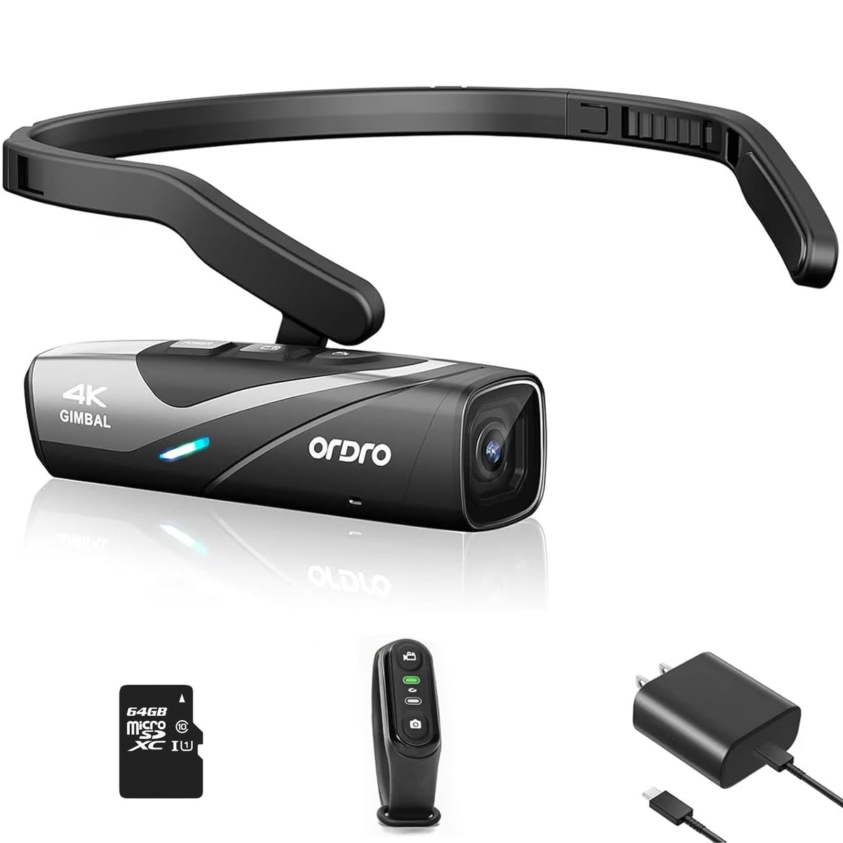 ORDRO EP8 head-mounted 4K60fps view for immersive hands-free vlogging