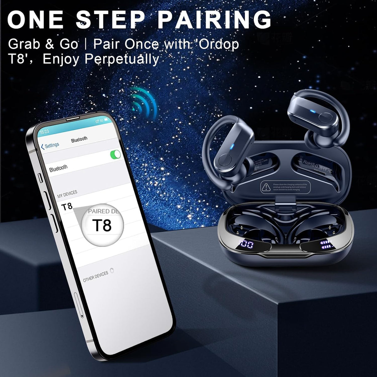 Ordtop earbuds offer up to 70 hours total playtime for long trips