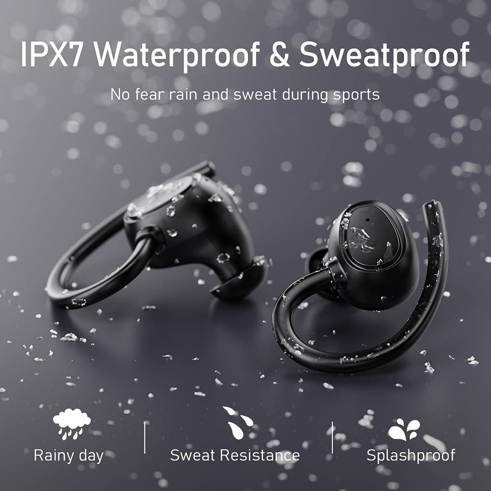 Ordtop earbuds and case next to a ruler to show compact size and easy portability benefit