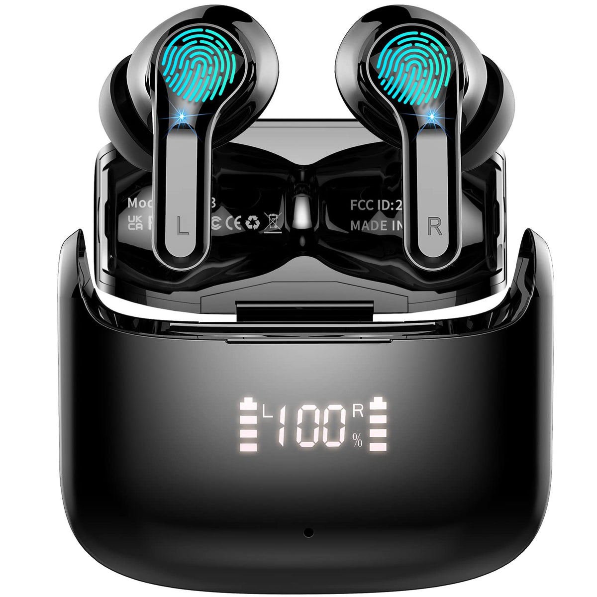 Ordtop earbuds case open showing easy pairing ready to use