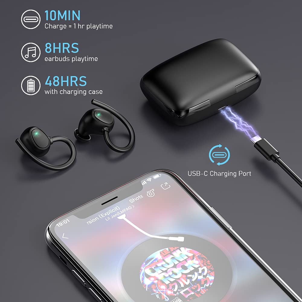 Ordtop earbuds in rain during workout illustrating IPX7 waterproof protection benefit