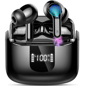 Ordtop wireless earbuds with LED display case showing battery status for easy charging