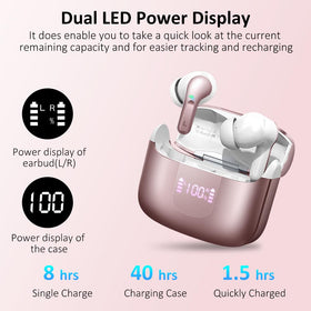 Ordtop rose gold earbuds feature four ENC mics for clearer calls
