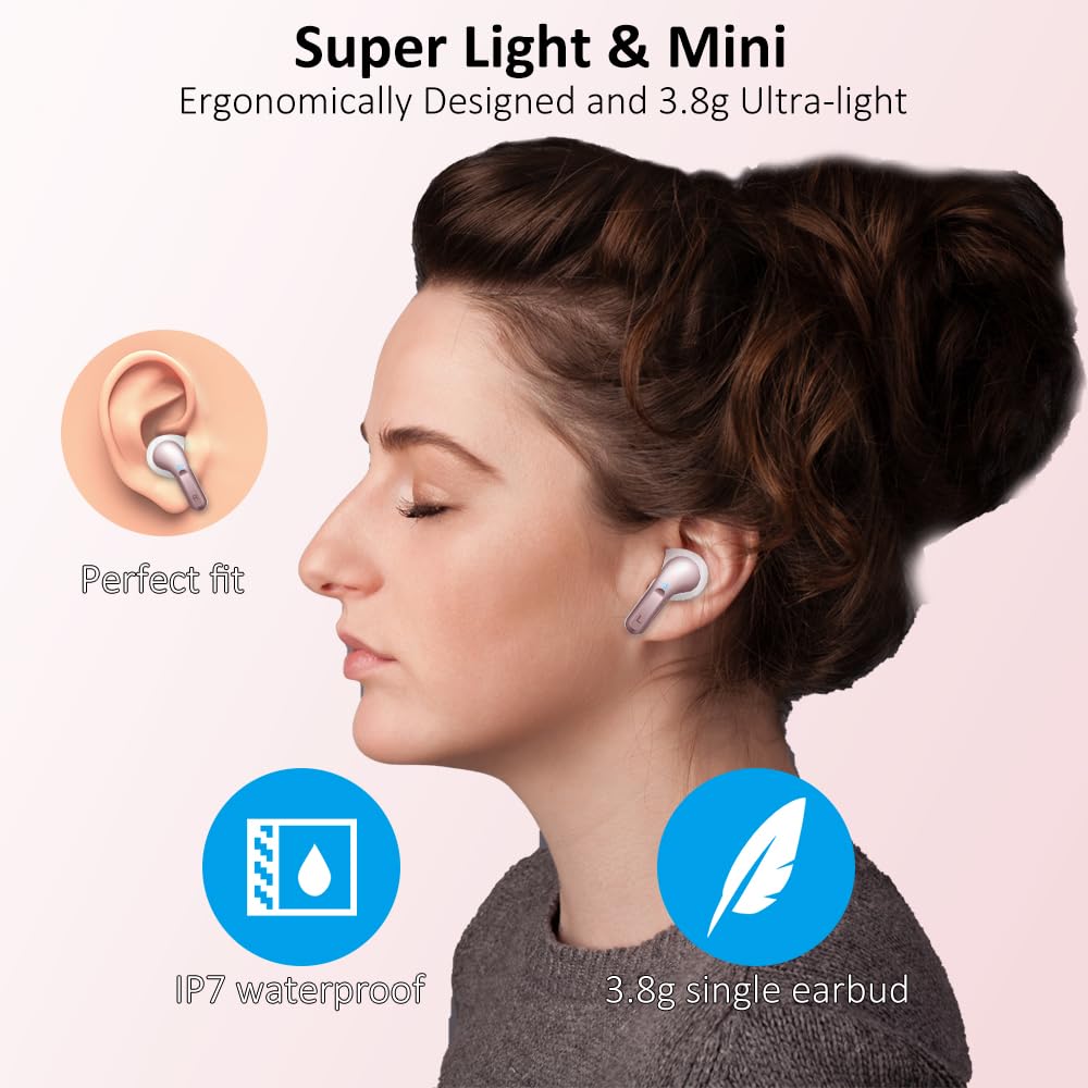 Ordtop rose gold earbuds wear during workouts thanks to IP7 waterproofing