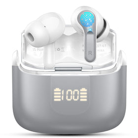 Ordtop wireless earbuds with LED display case for quick battery status on the go