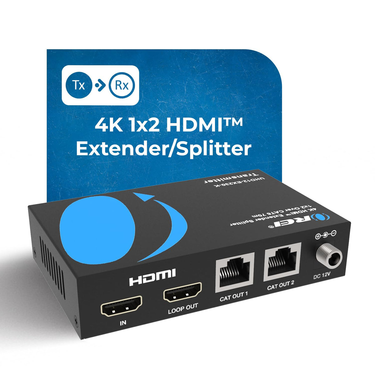 OREI 1x2 HDMI extender receiver unit connects two displays seamlessly