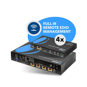 OREI 1x4 HDMI Extender rear panel shows four CAT6 outputs and extra HDMI port