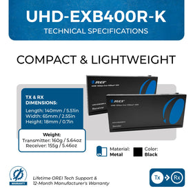OREI 4K HDMI extender receiver unit enabling remote display and IR control.