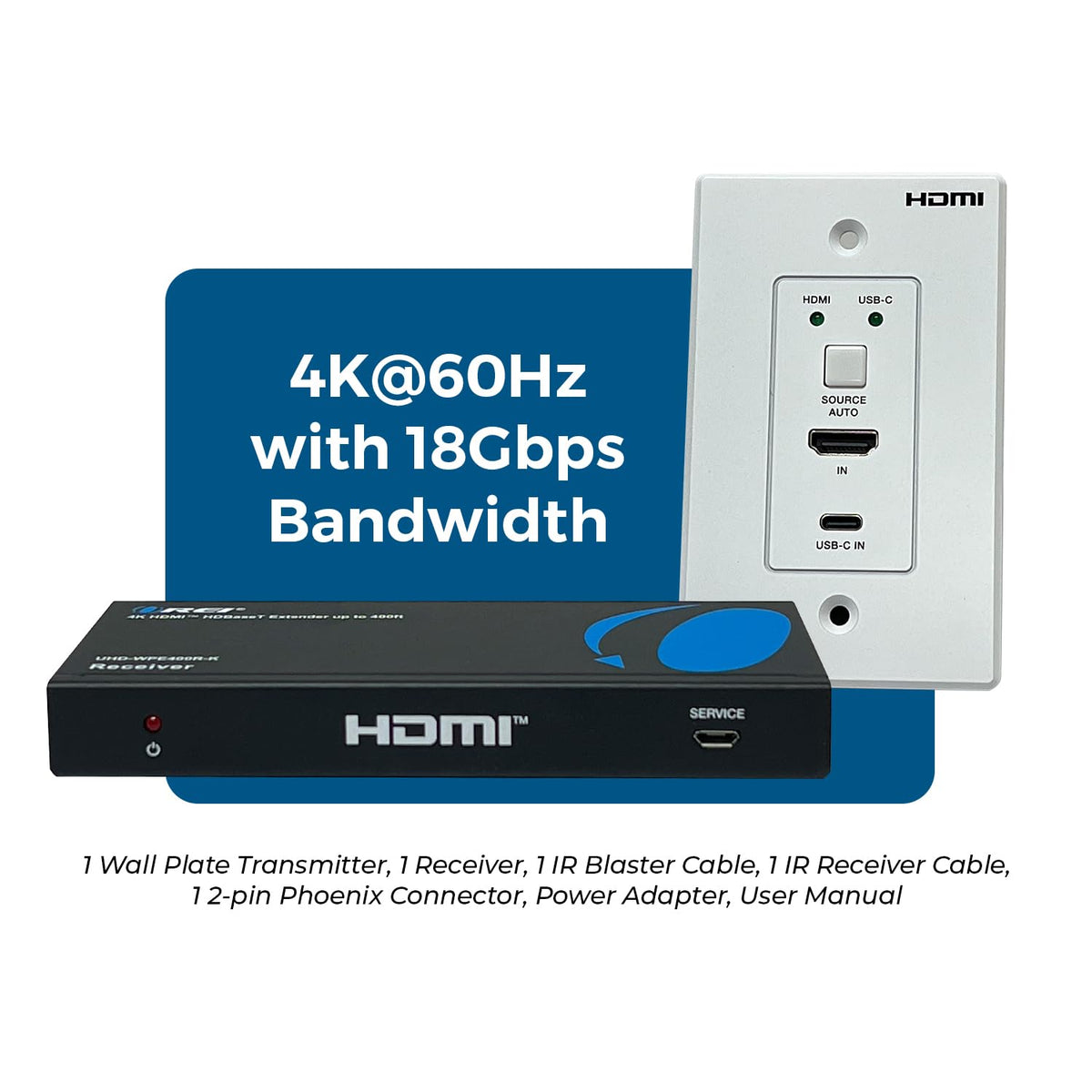 OREI 4K wall plate receiver delivering synchronized video at long reach.