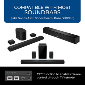 OREI ARC/eARC splitter in a living room delivering clean audio splitting