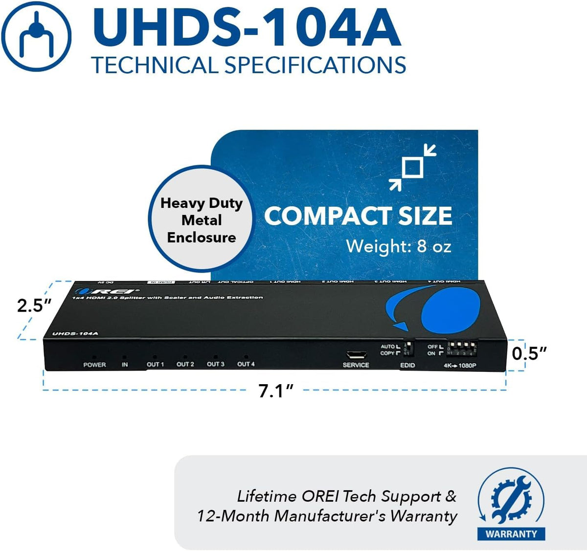 OREI audio outputs with optical and analog jacks enabling flexible sound routing