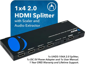 OREI rear connections display HDMI inputs and four output ports benefit distribution
