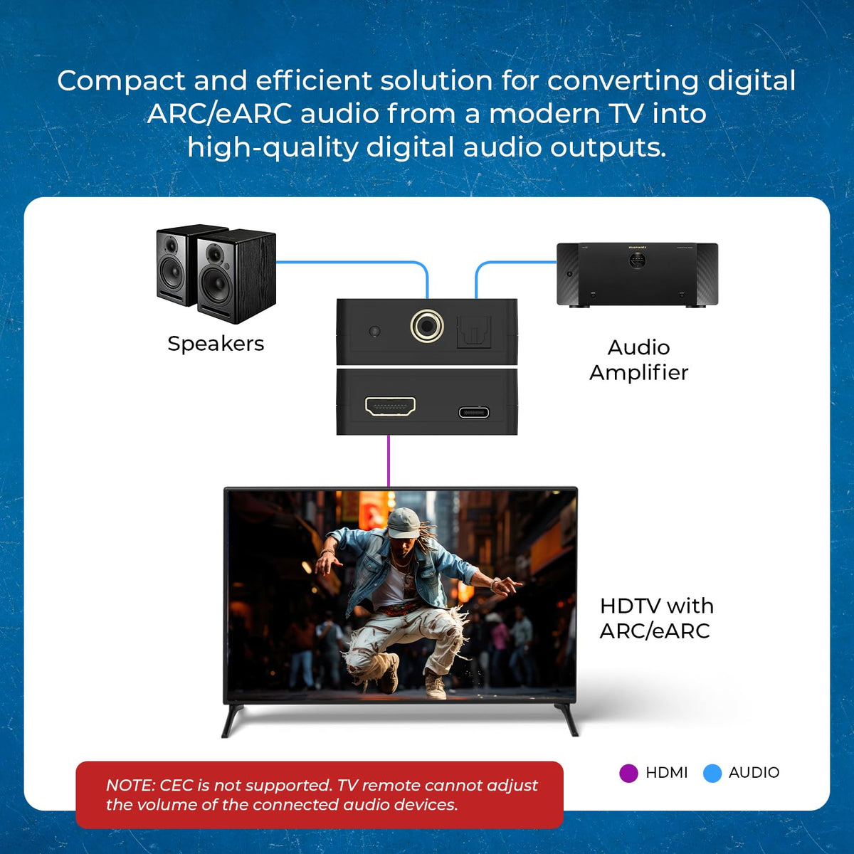 OREI DA41 HDMI ARC input for easy TV integration