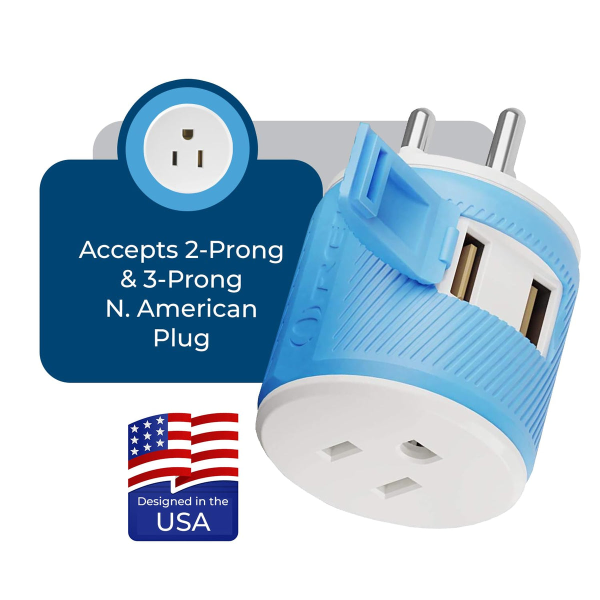 OREI dual USB charging up to 2.4A supports fast device charging.