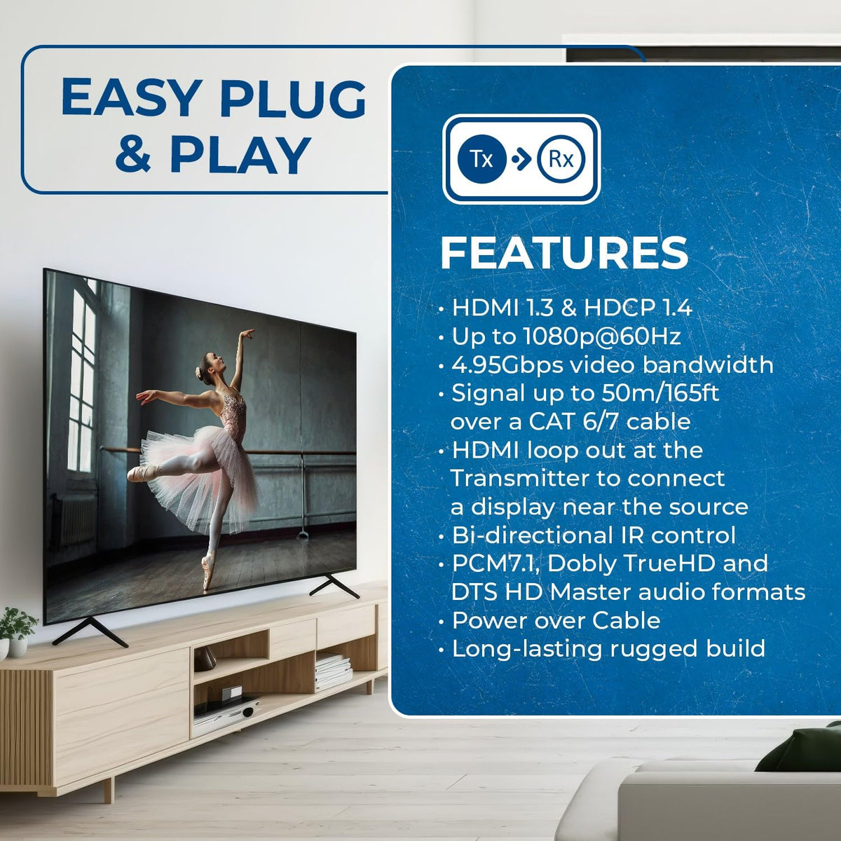 OREI extender used in a home theater showing tidy installation and consistent video
