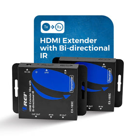 OREI transmitter close-up focusing on HDMI loop-out and cable ports for easy setup