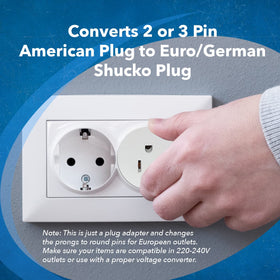 OREI 5mm grounded plug adapter ensures proper European prongs.