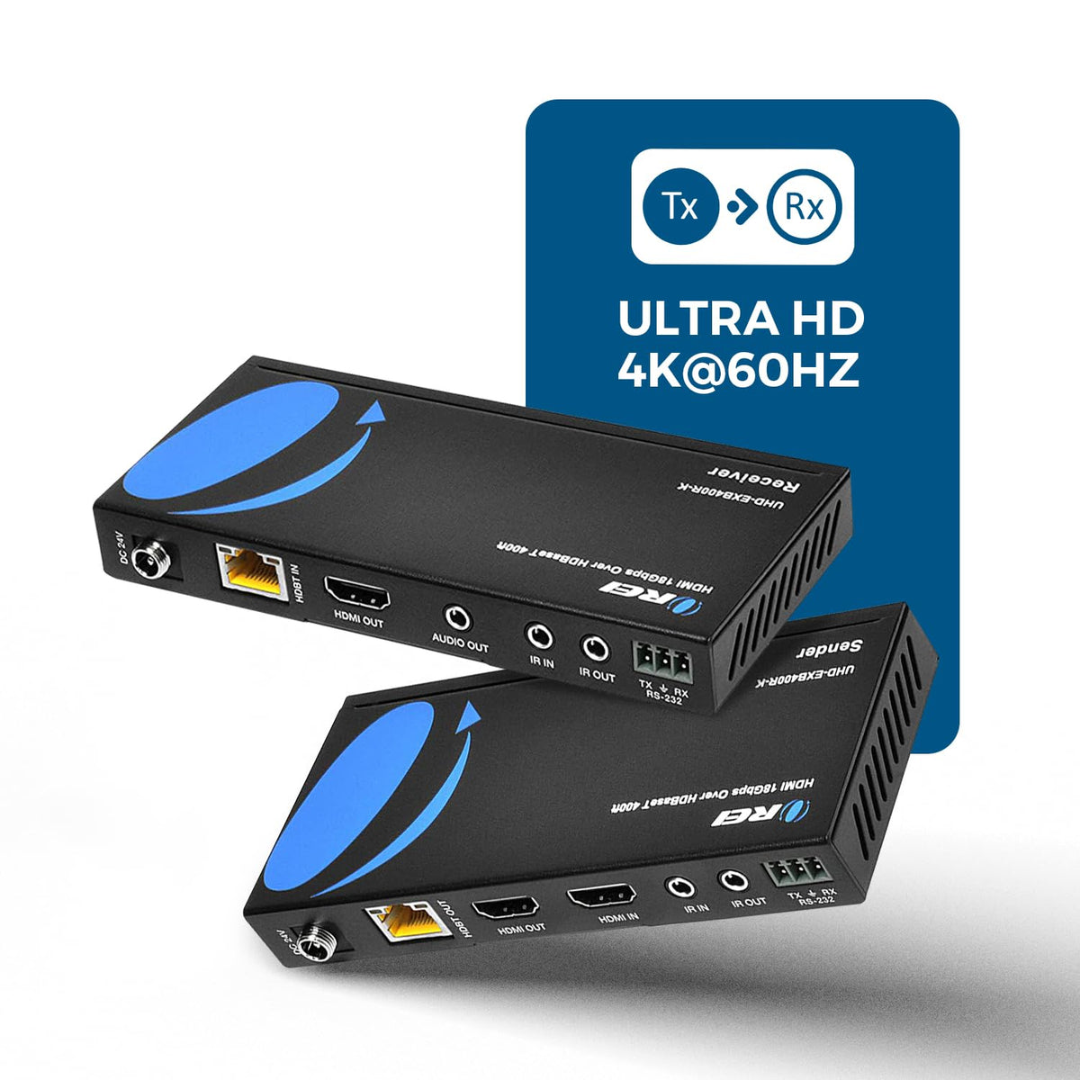 OREI HDBaseT setup supports 400 ft with PoC for simpler power delivery.