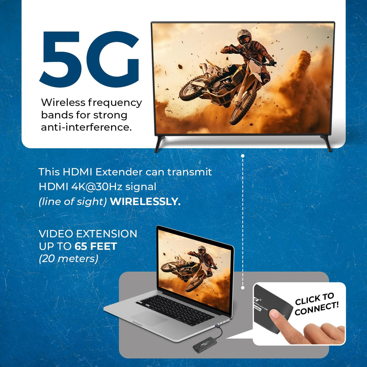 OREI compact wireless HDMI extender design fits small setups.