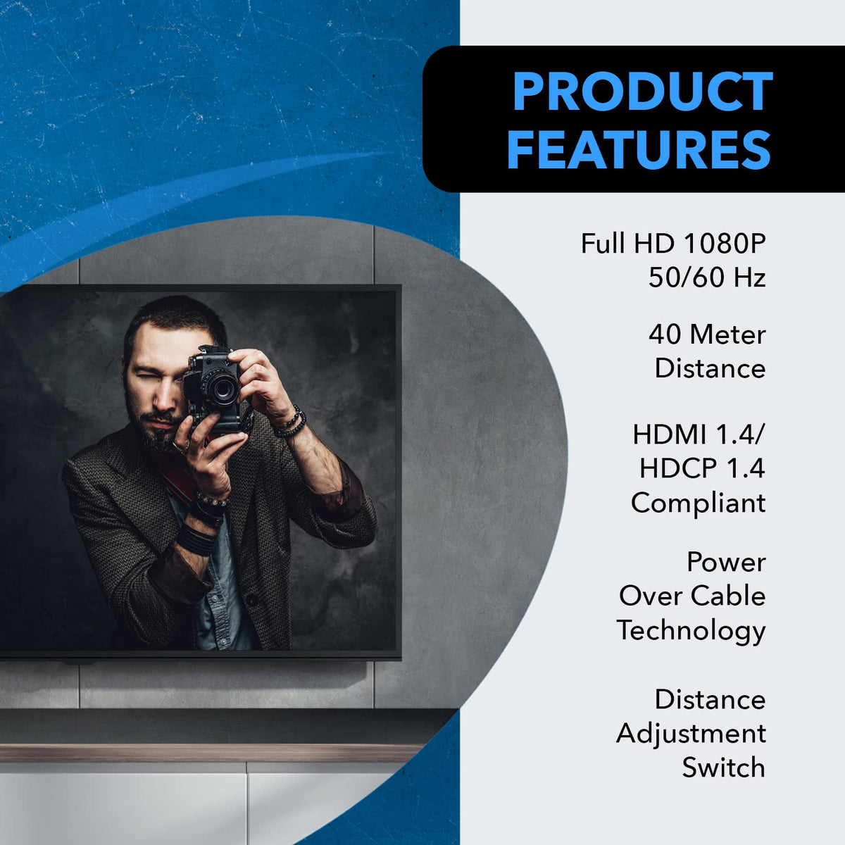 OREI plug-and-play HDMI extender simplifies setup for TVs and displays.