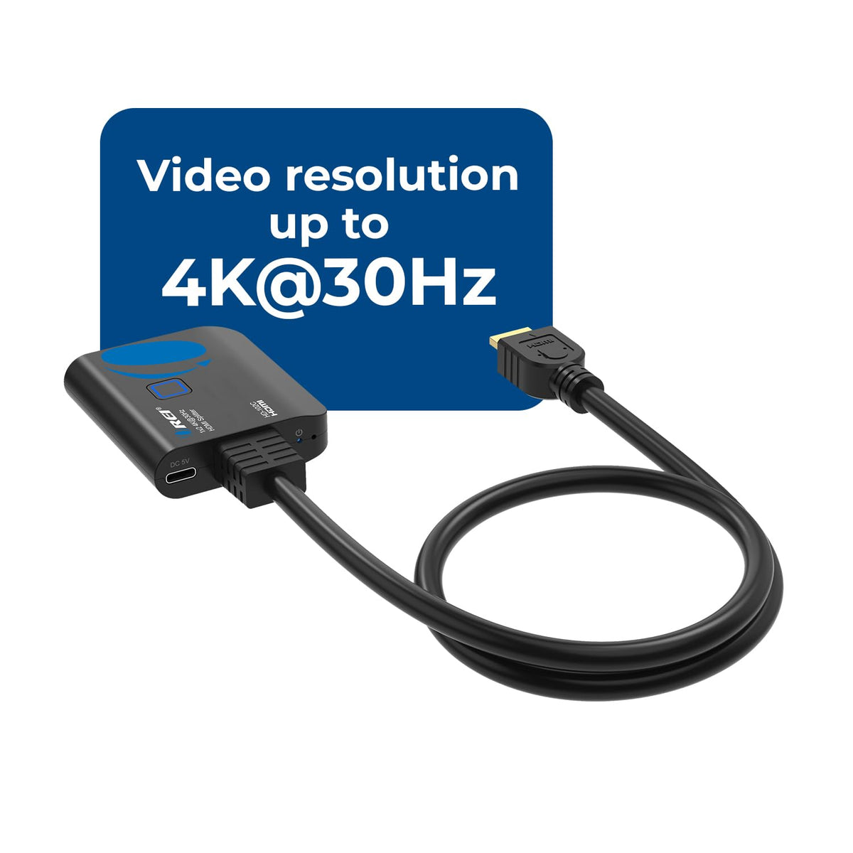 OREI HDMI splitter front panel ports show input and outputs