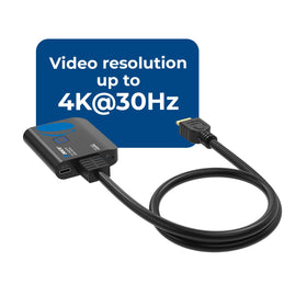 OREI HDMI splitter front panel ports show input and outputs