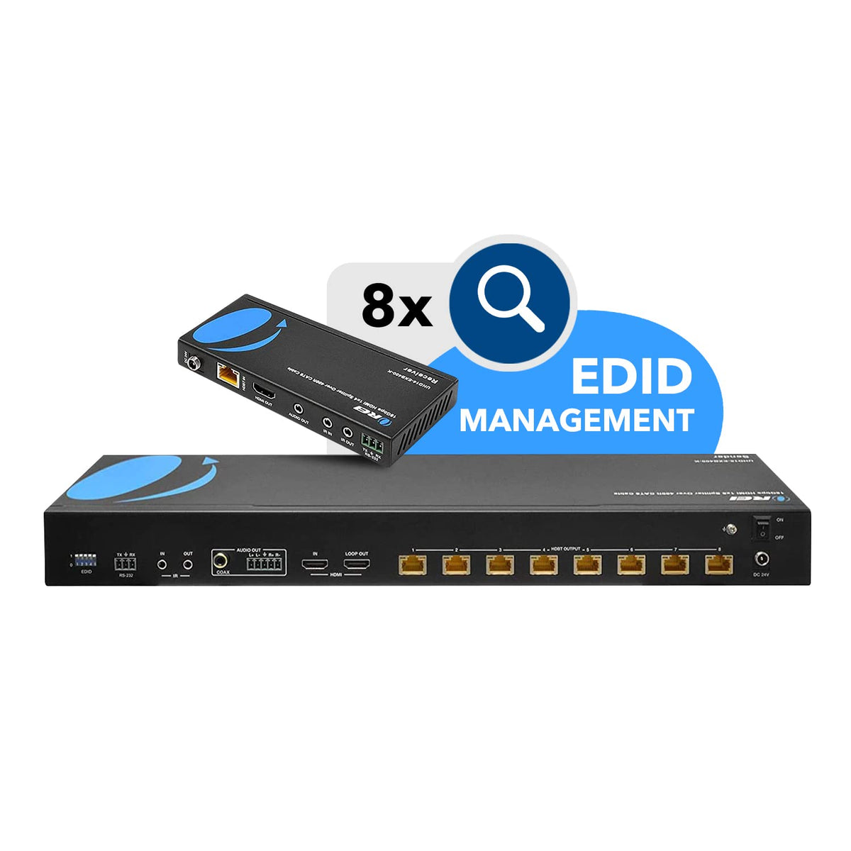 OREI HDBaseT extender with IR remote control for simple source switching