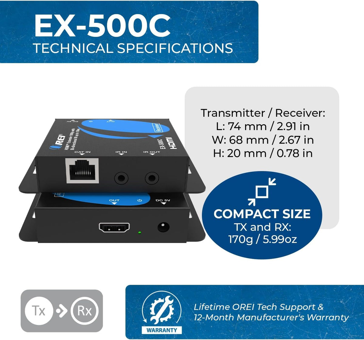 OREI compact metal housing designed for rugged professional installations.