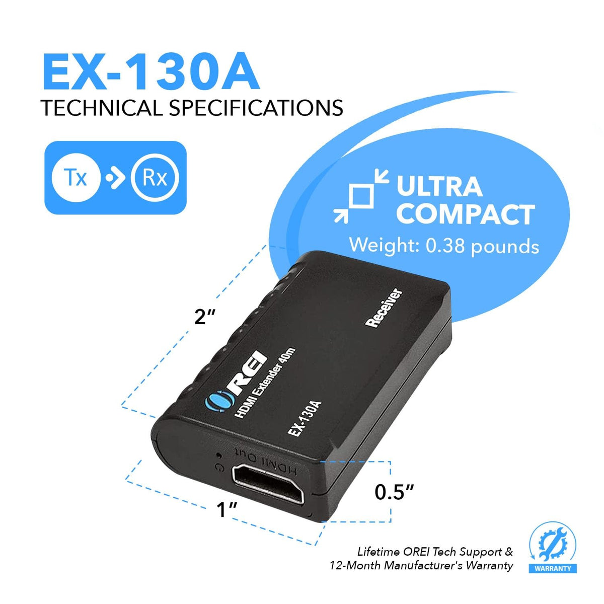 OREI PoC power over CAT6 keeps both units powered from a single adapter.