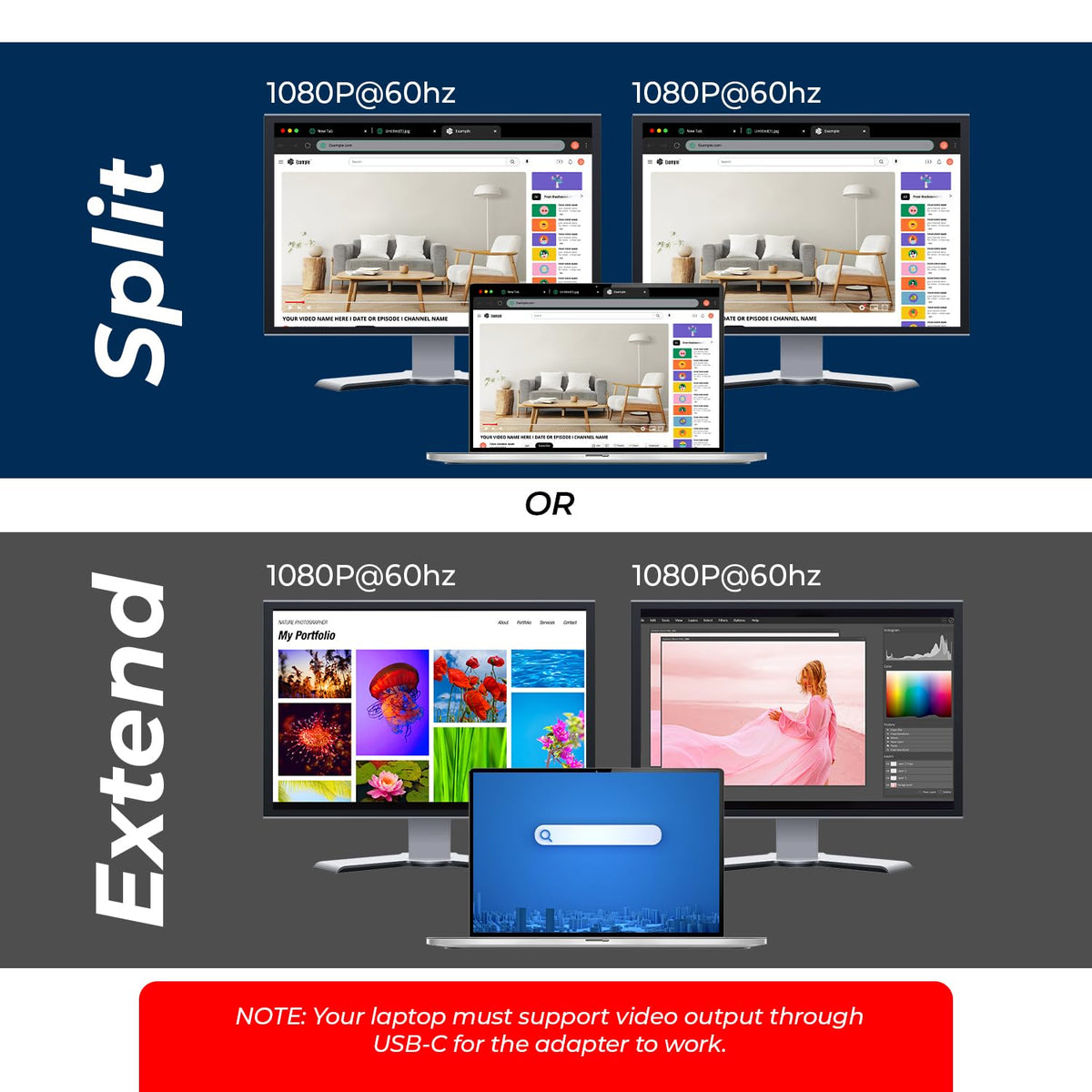 OREI SplitExtend dual HDMI outputs enable 4K and extended desktop setups.