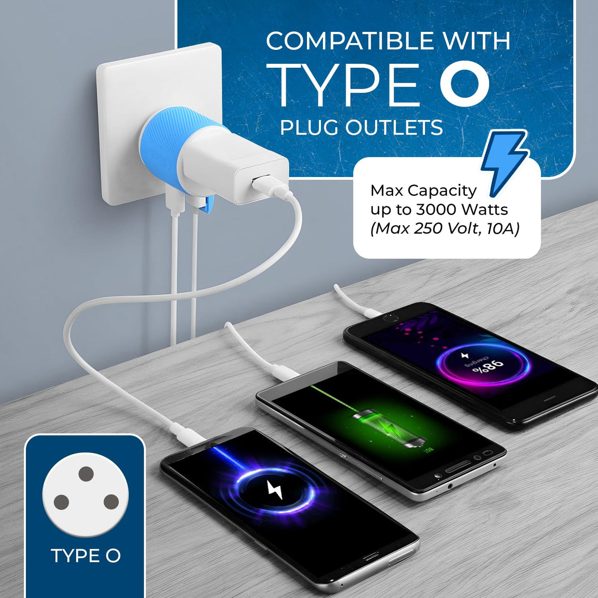 OREI travel adapter in pocket-size form for easy packing.