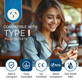 OREI Type I travel adapter dimensions in palm-sized profile