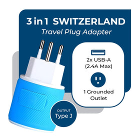 Compact design of the OREI Type J adapter for easy packing.