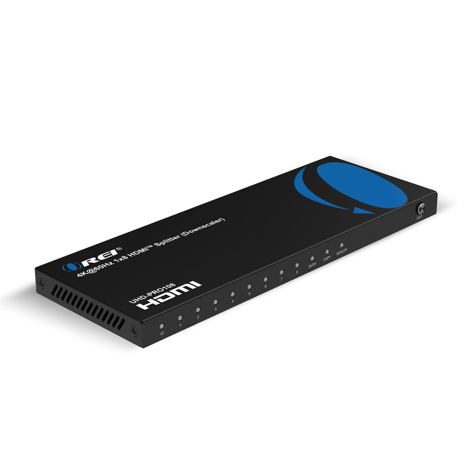 OREI UHD-PRO108 front view showing 1x8 HDMI mirroring for multi-screen setups