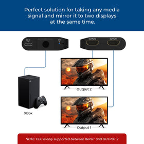 Two displays setup with OREI UHDS-102C for synchronized content