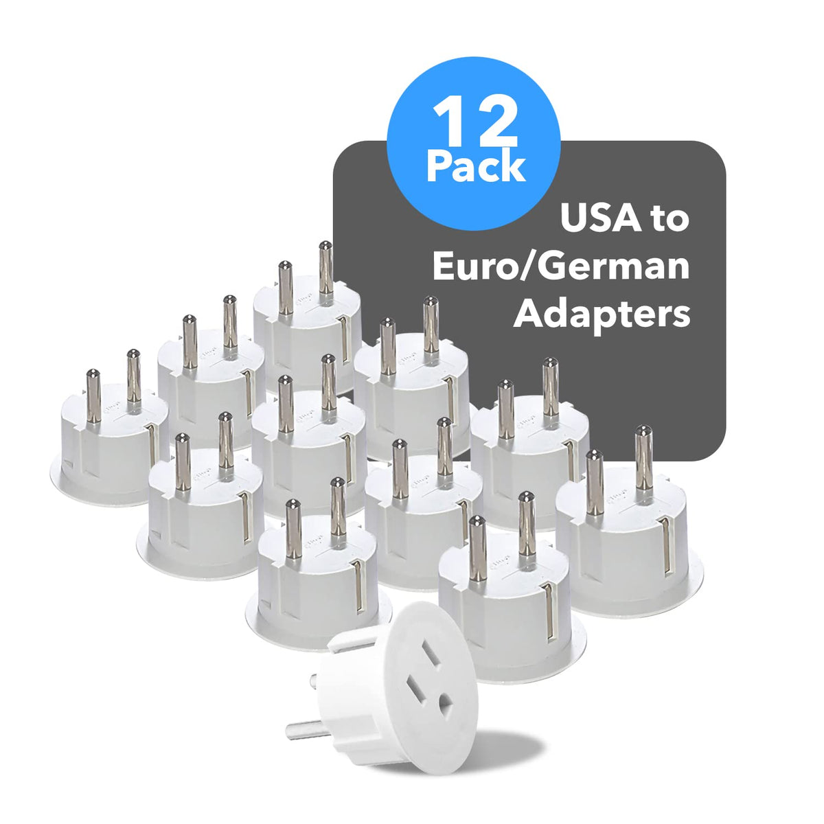 OREI US to EU adapter handles 2-3 pin plugs safely.