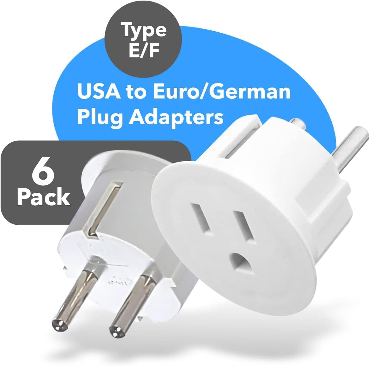 OREI adapter in use with a laptop charger for continental compatibility.