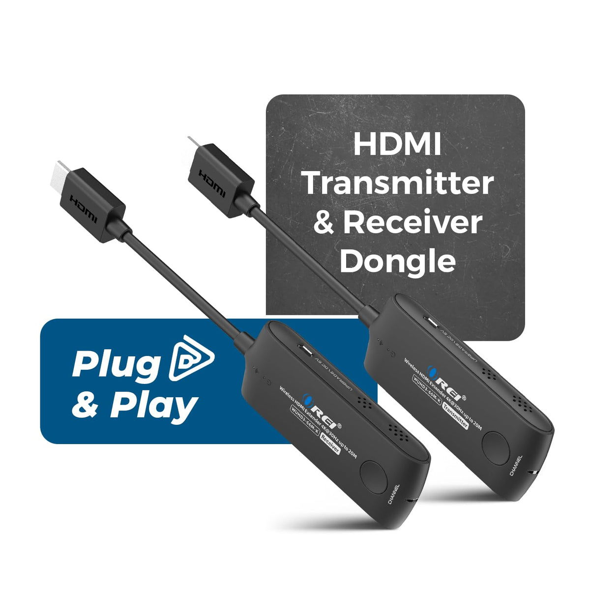 OREI wireless HDMI extender receiver delivering crisp 4K display on TVs.