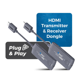 OREI wireless HDMI receiver attached to a TV for easy screen mirroring.
