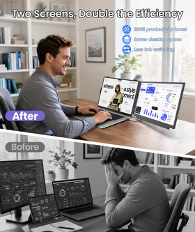 Orfibz detachable monitor clip-on design enables quick portable dual-screen setup.