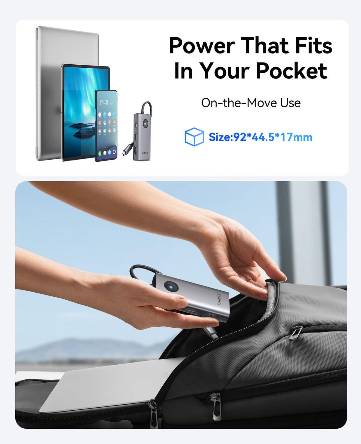 ORICO 100W PD fast charging dock powering a laptop while connected