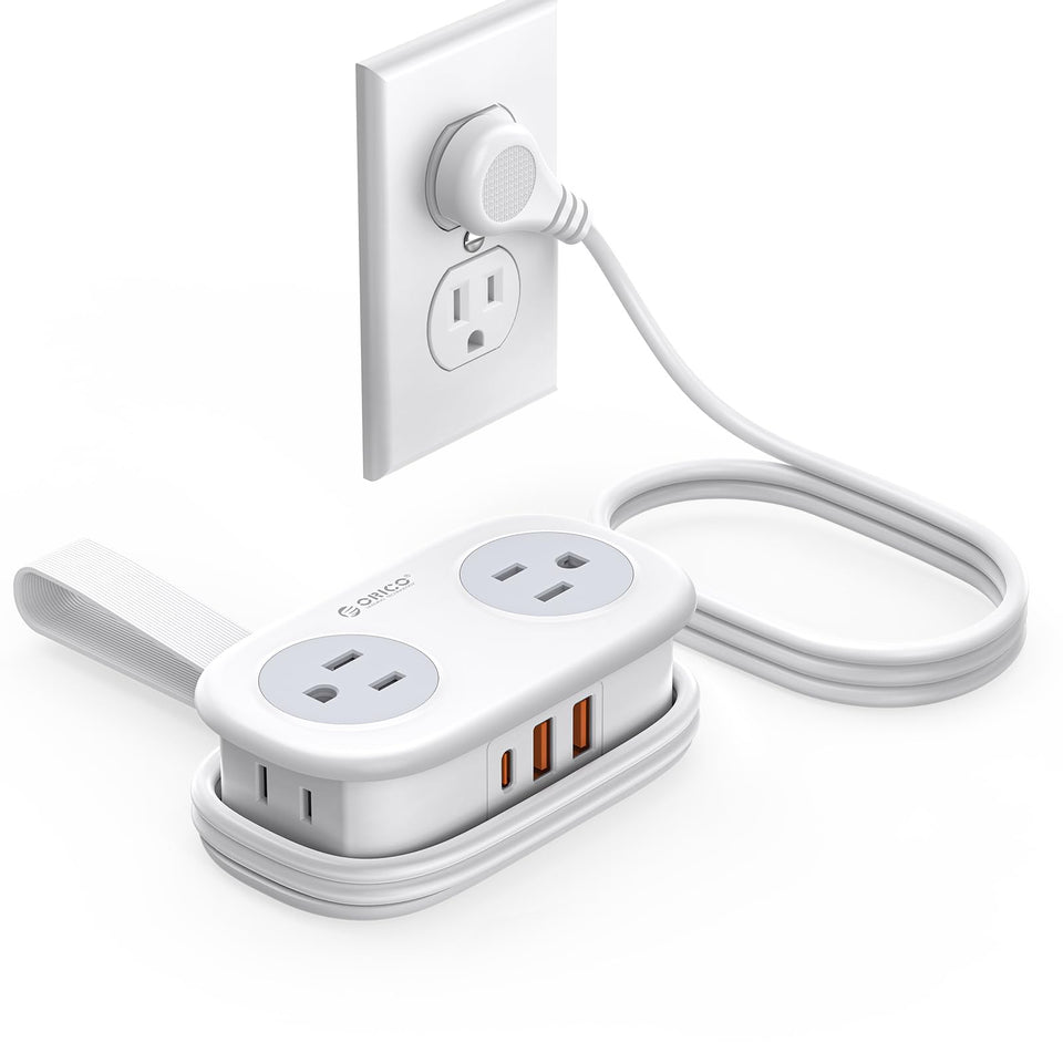 ORICO 20W USB-C PD travel power strip, front view, ideal for multi-device charging on the go