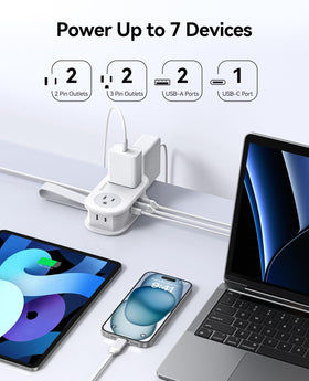 ORICO four-outlet layout with three USB ports for versatile charging