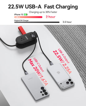 ORICO 4ft extension cord extends reach in hotel rooms or dorms