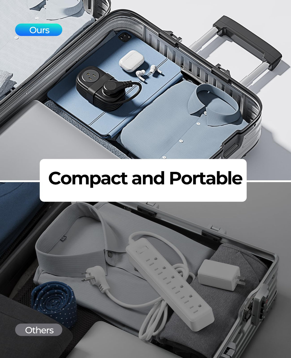 ORICO 7-in-1 travel power strip powers multiple devices.
