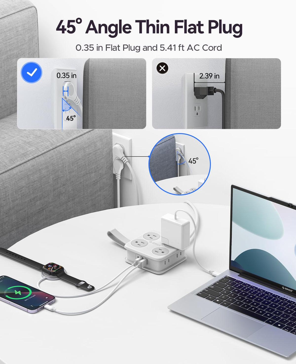 ORICO AP3 PRO compact, travel-ready design fits in a bag for on-the-go power.