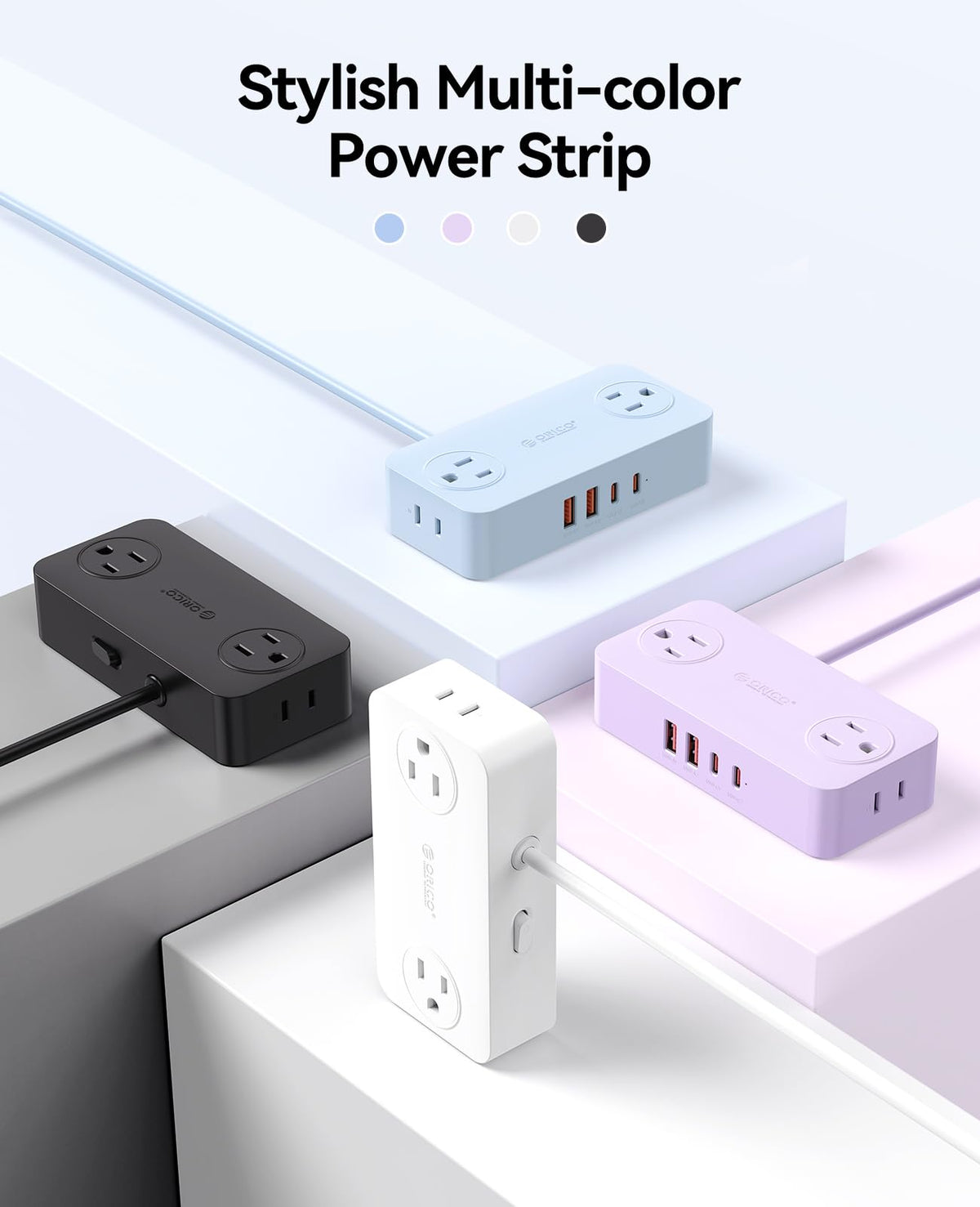 ORICO CPR20 wide-spaced outlets fit large adapters without obstruction.