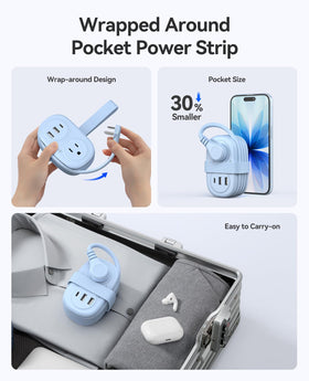 ORICO 5-in-1 with two AC outlets, USB-A and USB-C for simultaneous charging