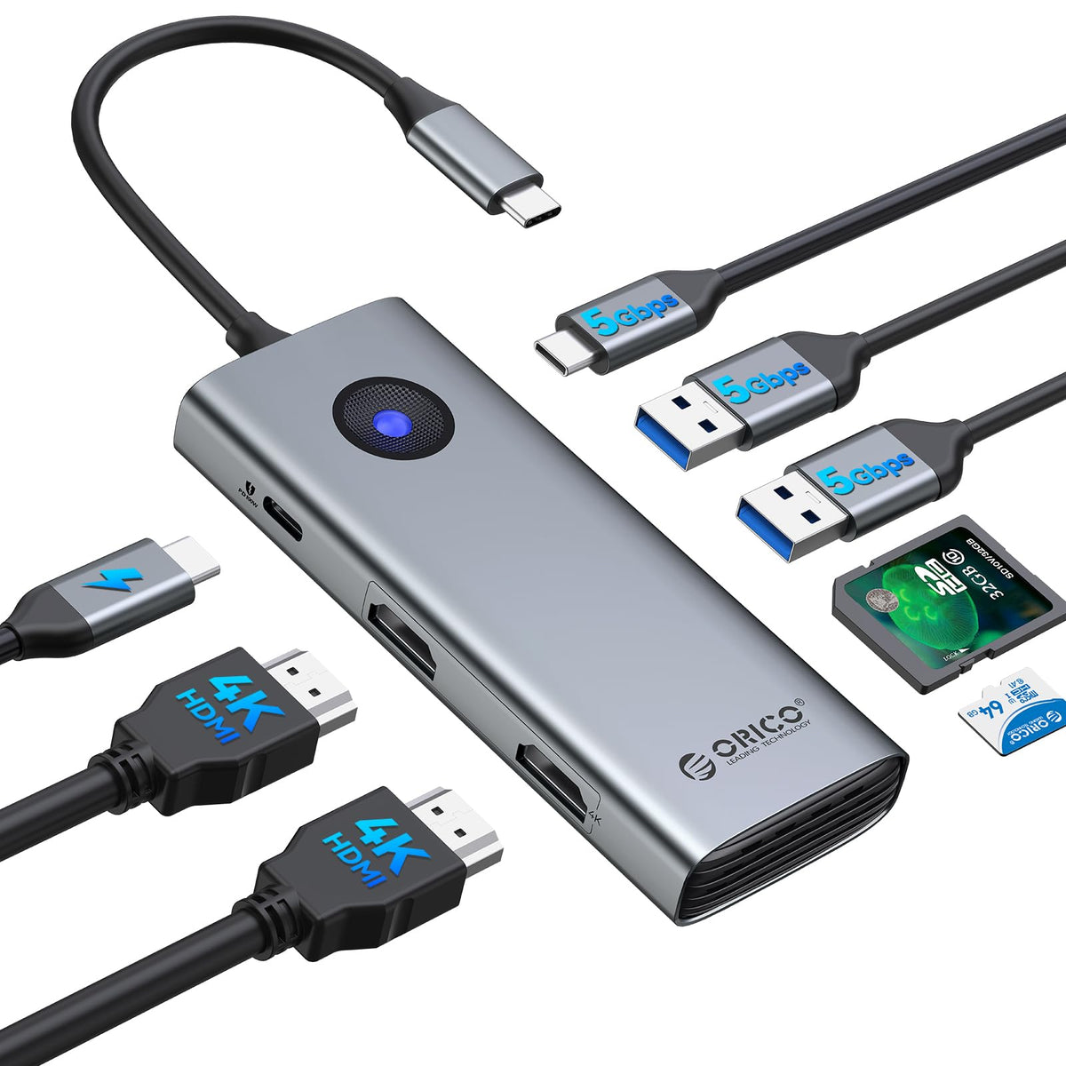 ORICO front view showing all ports for effortless connectivity
